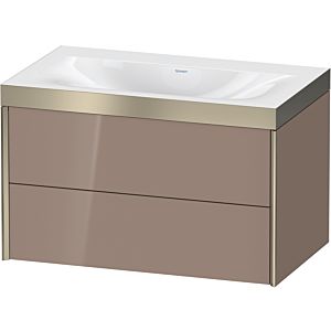 XViu Duravit vasque XV4615NB186P 80x48cm, 2 tiroirs, sans trou pour robinet, champagne mat, Cadres P, cappuccino brillant