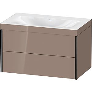 XViu Duravit vasque XV4615NB286C 80x48cm, 2 tiroirs, sans trou pour robinet, noir mat, Cadres C, cappucino brillant