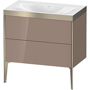 Duravit XViu vanity unit XV4710NB186P 80x48cm, 2 pull-outs, without tap hole, matt champagne, Rahmen P, high-gloss cappuccino