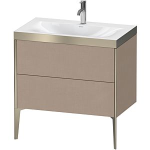 Duravit XViu Table de toilette XV4710OB175P 80x48cm, 2 2000 - out, Match2 trou de coulée, champagne mat, Cadres P, lin