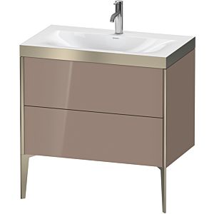 Duravit XViu Table de toilette XV4710OB186P 80x48cm, 2 2000 - out, Match2 trou de coulée, champagne mat, Cadres P, brillant élevé cappuccino