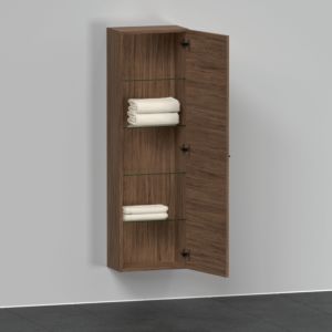 Duravit D-Neo half tall cabinet DE1318R2121 40 x 24 cm, Walnut Dark , 2000 door, right, 4 glass shelves