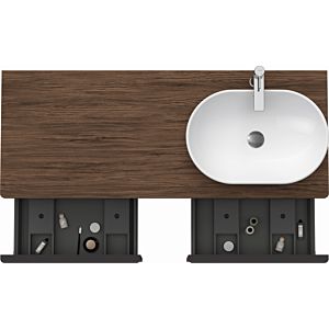 Duravit D-Neo DE4950R2121 140 x 55 cm, Walnut Dark , wall-mounted, 801 , 2000 console plate, basin on the right