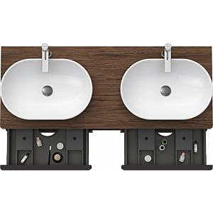 Duravit D-Neo DE4970B2121 140 x 55 cm, Walnut Dark , wall-mounted, 4 drawers, 2000 console plate, basin on both sides