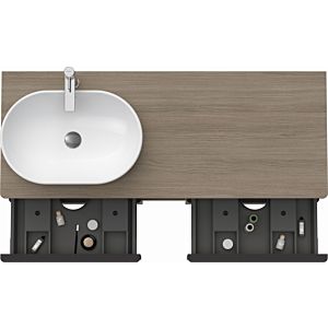 Duravit D-Neo vanity unit DE4970L3535 140 x 55 cm, Terra oak, wall-hung, 4 drawers, 2000 console plate, basin on the left