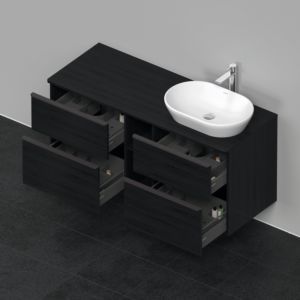 Duravit D-Neo DE4970R1616 140 x 55 cm, black oak, wall-mounted, 4 drawers, 2000 console panel, basin on the right