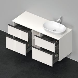 Duravit D-Neo DE4970R2222 140 x 55 cm, Blanc Brillant , suspendu, 4 tiroirs, console 2000 , vasque à droite