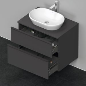 Duravit D-Neo vanity unit DE496704949 80 x 55 cm, Graphite Matt , wall-hung, 2 drawers, 2000 console plate