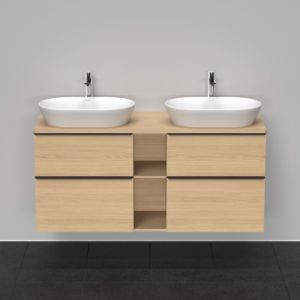 Duravit D-Neo DE4970B3030 140 x 55 cm, natural oak, wall-mounted, 4 drawers, 2000 console panel, basin on both sides