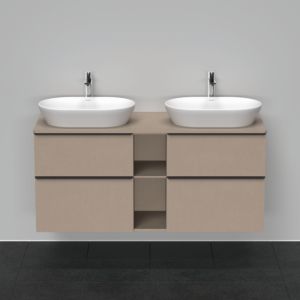 Duravit D-Neo sous-lavabo DE4970B7575 140 x 55 cm, Lin , suspendu, 4 tiroirs, console 2000 , vasque des deux côtés