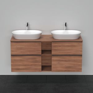 Duravit D-Neo DE4970B7979 140 x 55 cm, Natural Walnut , wall-mounted, 4 drawers, 2000 console panel, basin on both sides