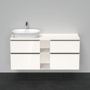 Duravit D-Neo vanity unit DE4970L2222 140 x 55 cm, White High Gloss , wall-hung, 4 drawers, 2000 console plate, basin on the left