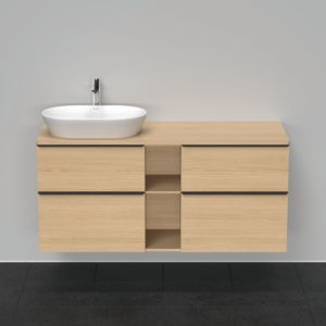 Duravit D-Neo vanity unit DE4970L3030 140 x 55 cm, natural oak, wall-hung, 4 drawers, 2000 console plate, basin on the left