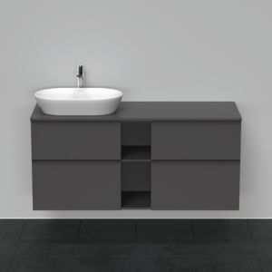 Duravit D-Neo vanity unit DE4970L4949 140 x 55 cm, Graphite Matt , wall-hung, 4 drawers, 2000 console plate, basin on the left