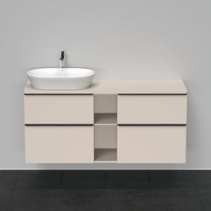 Duravit D-Neo vanity unit DE4970L9191 140 x 55 cm, Taupe Matt , wall-hung, 4 drawers, 2000 console plate, basin on the left