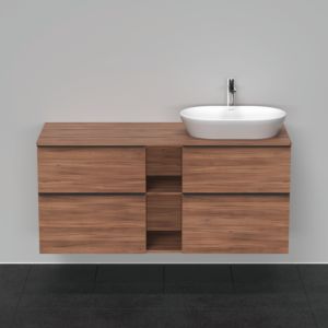 Duravit D-Neo DE4970R7979 140 x 55 cm, Natural Walnut , wall-mounted, 4 drawers, 2000 console panel, basin on the right