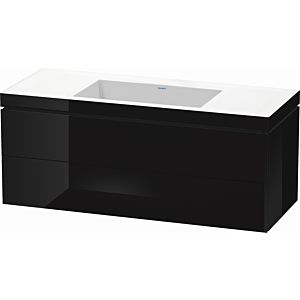 Duravit L-Cube Waschtisch-Unterschrank LC6929N4040 120 x 48 cm, ohne Hahnloch, schwarz hochglanz, 2 Schubkästen