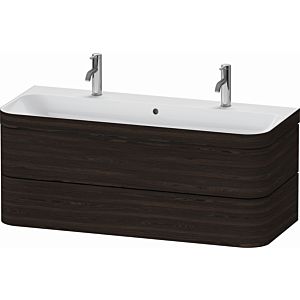 Duravit Happy D.2 Plus meuble sous-lavabo HP4640O69690000 117,5x49cm, avec 1 trou pour robinetterie, 2 tiroirs, noyer brossé
