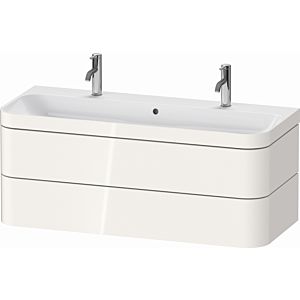 Duravit Happy D.2 Plus meuble sous-lavabo HP4640O22220000 117,5x49cm, avec 1 trou pour robinetterie, 2 tiroirs, blanc brillant