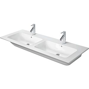 Duravit Me by Starck Möbel-Doppelwaschtisch 2336133200 130x49cm, 2 Hahnlöcher, mit Überlauf, Hahnlochbank, weiß seidenmatt