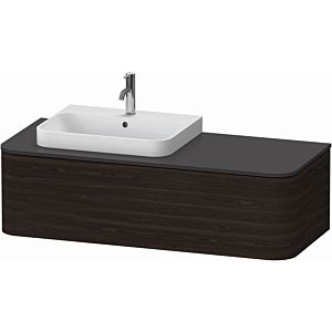 Duravit Happy D.2 Plus meuble sous-vasque HP4932L6969 130x55cm, 1 tiroir, pour lavabo à poser, vasque à gauche, noyer brossé