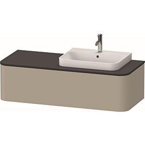 Duravit Happy D.2 Plus meuble sous-lavabo HP4942R6060 130x55cm, 1 tiroir, pour vasque à poser, vasque à droite, taupe satiné mat
