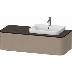 Duravit Happy D.2 Plus meuble sous-lavabo HP4942R7575 130x55cm, 1 tiroir, pour vasque à poser, vasque à droite, lin
