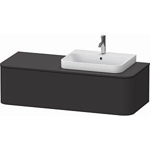 Duravit Happy D.2 Plus meuble sous-lavabo HP4942R8080 130x55cm, 1 tiroir, pour vasque à poser, vasque à droite, graphite super mat