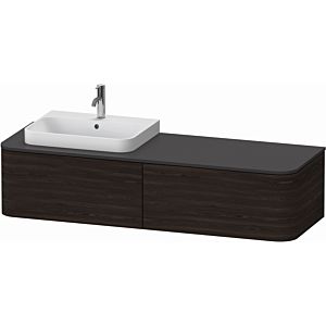 Duravit Happy D.2 Plus vanity unit HP4944L6969 160x55cm, 2 drawers, for countertop basin, basin left, brushed walnut