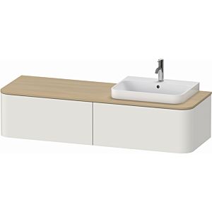 Duravit Happy D.2 Plus vanity unit HP4944R3939 160x55cm, 2 drawers, for countertop basin, basin on the right, nordic white satin finish