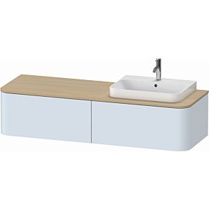 Duravit Happy D.2 Plus vanity unit HP4944R9797 160x55cm, 2 drawers, for countertop basin, basin on the right, light blue satin finish