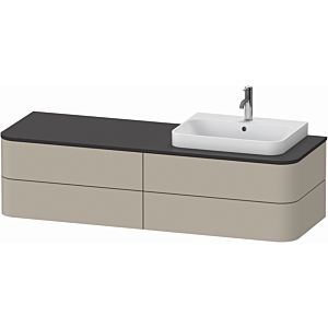 Duravit Happy D.2 Plus vanity unit HP4973R6060 160x55cm, for console, 4 drawers, for countertop basin, right, taupe satin matt