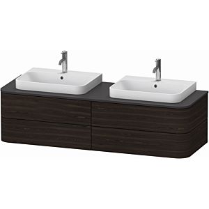 Duravit Happy D.2 Plus vanity unit HP4974B6969 160x55cm, for console, 4 drawers, for countertop basin, on both sides, brushed walnut