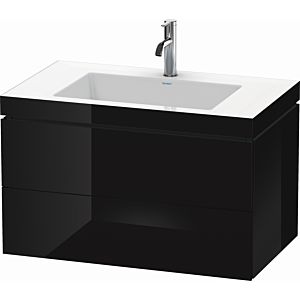 Duravit L-Cube Waschtisch-Unterschrank LC6927O4040 80 x 48 cm, 1 Hahnloch, schwarz hochglanz, 2 Schubkästen