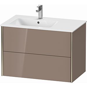 XViu Duravit vasque XV41580B186 81x48x56cm, 2 tiroirs, vasque à gauche, champagne mat, cappuccino brillant