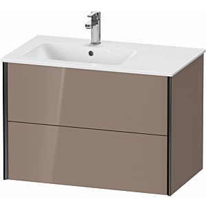 XViu Duravit vasque XV41580B286 81x48x56cm, 2 tiroirs, vasque à gauche, noir mat, cappucino brillant