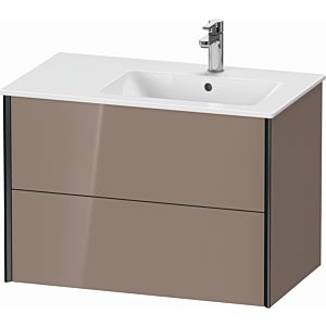 XViu Duravit vasque XV41590B286 81x48x56cm, 2 tiroirs, vasque à droite, noir mat, cappucino brillant