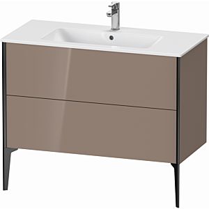 XViu Duravit vasque XV44830B286 101 x 59,4 x 48 cm, cappucino brillant, 2 coulissants, sur pied, noir mat