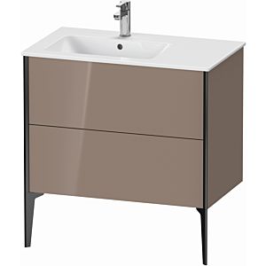 XViu Duravit vasque XV44860B286 81x48x59,4cm, 2 coulissants, vasque à gauche, noir mat, cappucino brillant