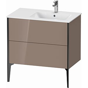 XViu Duravit vasque XV44870B286 81x48x59,4cm, 2 coulissants, vasque à droite, noir mat, cappucino brillant