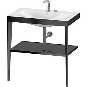 Duravit XViu washbasin combination XV4715EB240 80 x 48 cm, 2 tap holes, black high gloss, with metal console, black matt