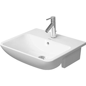 Duravit Me by Starck semi-encastrée 03785532001 55 x 45,5 cm, avec trou pour robinetterie, avec trop-plein, avec plage de robinetterie, blanc silk mat, WonderGliss