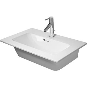 Duravit Me by Starck meuble lavabo compact 2342633260 63 x 40 cm, blanc mat, sans trou pour robinetterie, avec trop-plein, avec banc pour robinetterie