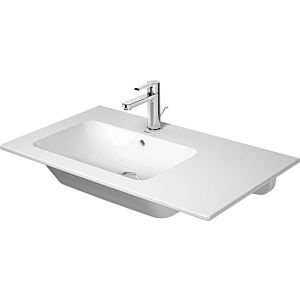 Duravit Me by Starck Möbel-Waschtisch 2345830058 83x49cm, asymmetrisch, Becken links, mit Überlauf, Hahnlochbank, 2 Hahnlöcher, weiß