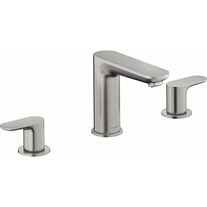 Duravit Wave 3-hole washbasin mixer WA1060005070 projection 129mm, brushed stainless steel