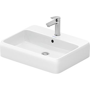 Duravit Qatego countertop basin 2385600027 with tap hole bank, tap hole, overflow, white high gloss