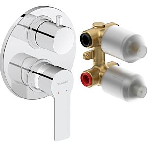 Duravit D-Code mitigeur lavabo set DC5210008010 encastré, système de mélange en céramique, chrome brillant, Ø137 mm