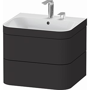 Duravit Happy D.2 Plus meuble sous-lavabo HP4635E8080 57,5 x 49 cm, 2 trous pour robinetterie, graphite super mat, 2 tiroirs