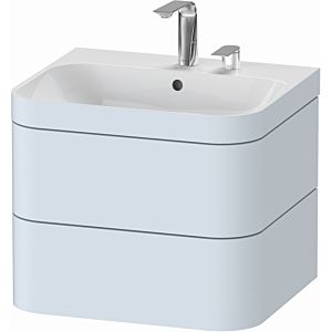 Duravit Happy D.2 Plus meuble sous-lavabo HP4635E9797 57,5 x 49 cm, 2 trous pour robinetterie, finition bleu clair satiné, 2 tiroirs