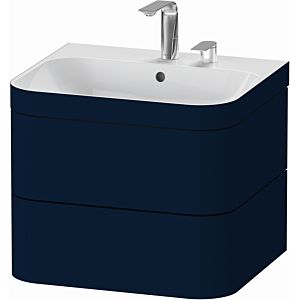 Duravit Happy D.2 Plus meuble sous-lavabo HP4635E9898 57,5 x 49 cm, 2 trous pour robinetterie, finition satinée bleu nuit, 2 tiroirs